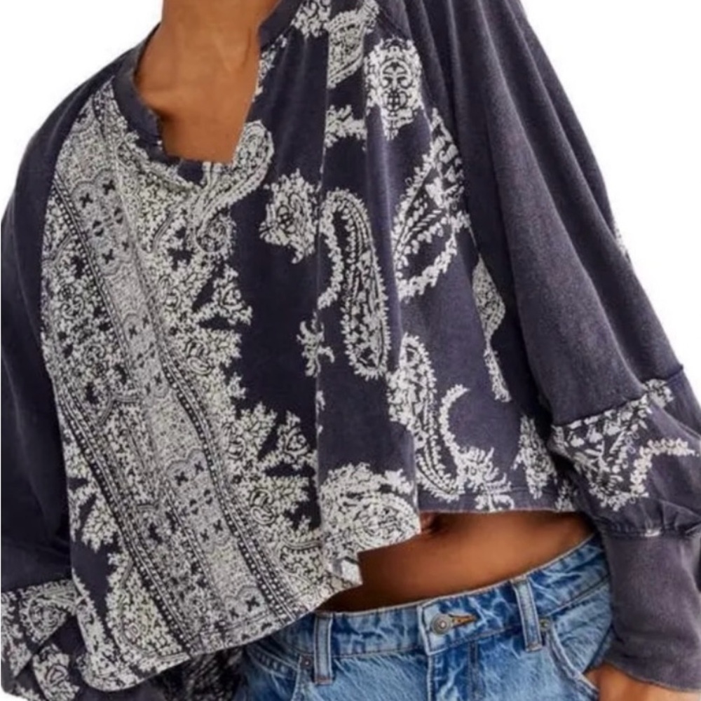 Free People True Perfection high low paisley top